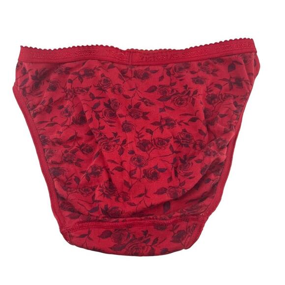 Victoria's Secret Panty Red Purple Rose Floral Cotton Bikini Signature Waist S - Picture 7 of 7